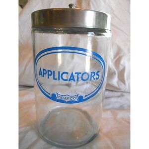 Vtg Grafco Tongue Appplicators Blue Medical Office Apothecary w Lid Canister 8"